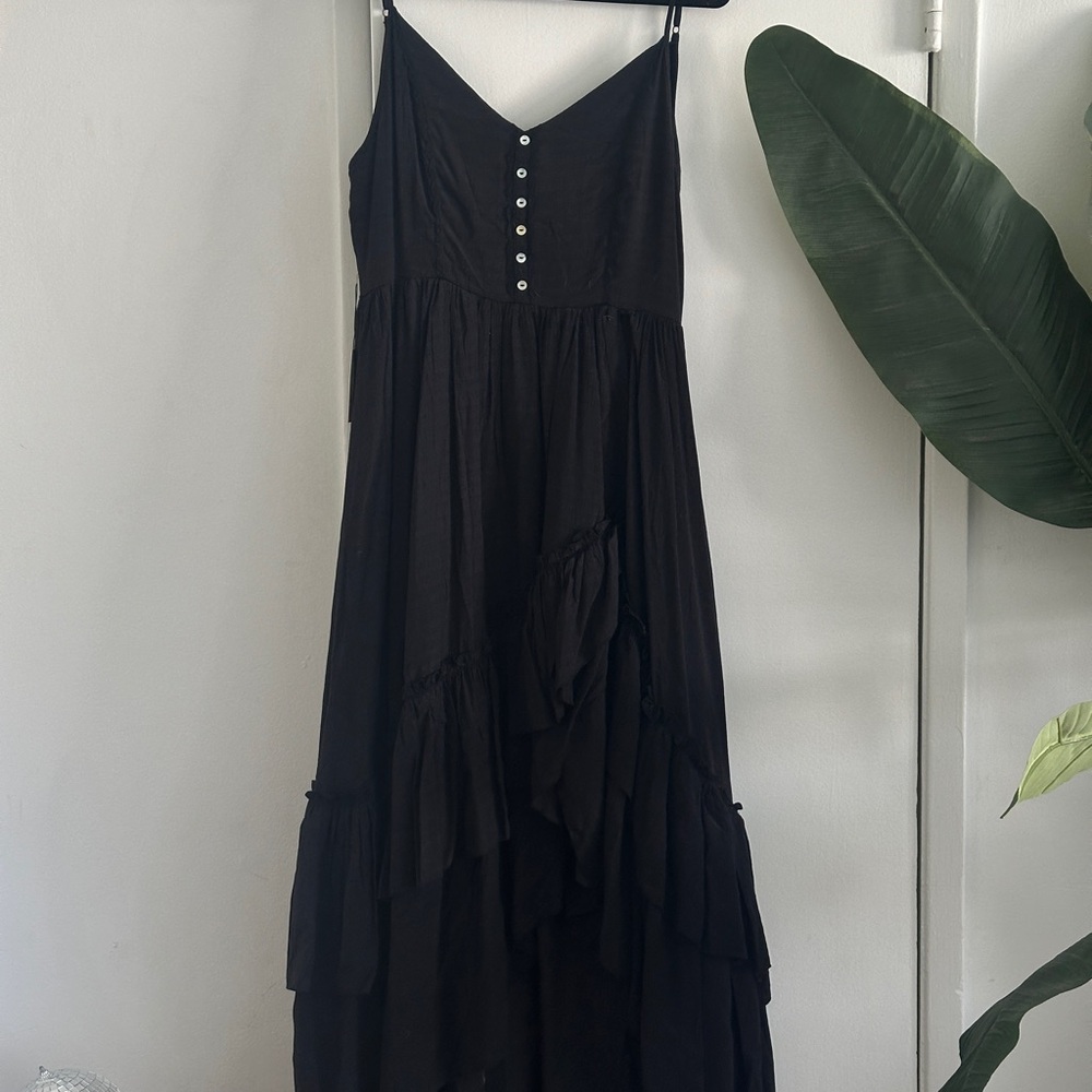 Joyfolie Black and White Tiered High Low Sundress